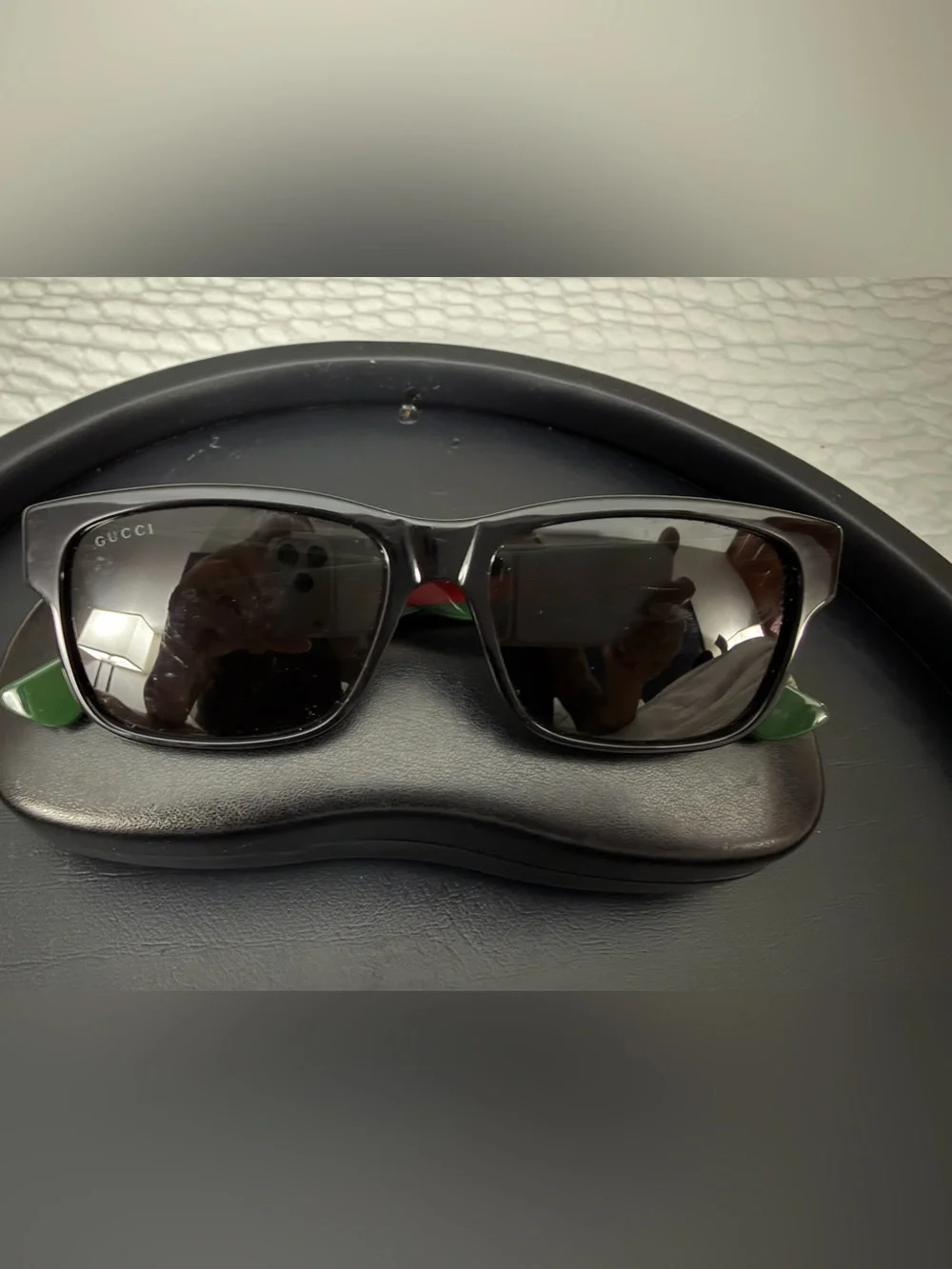 Gucci Green and Red Logo-Striped Sunglasses